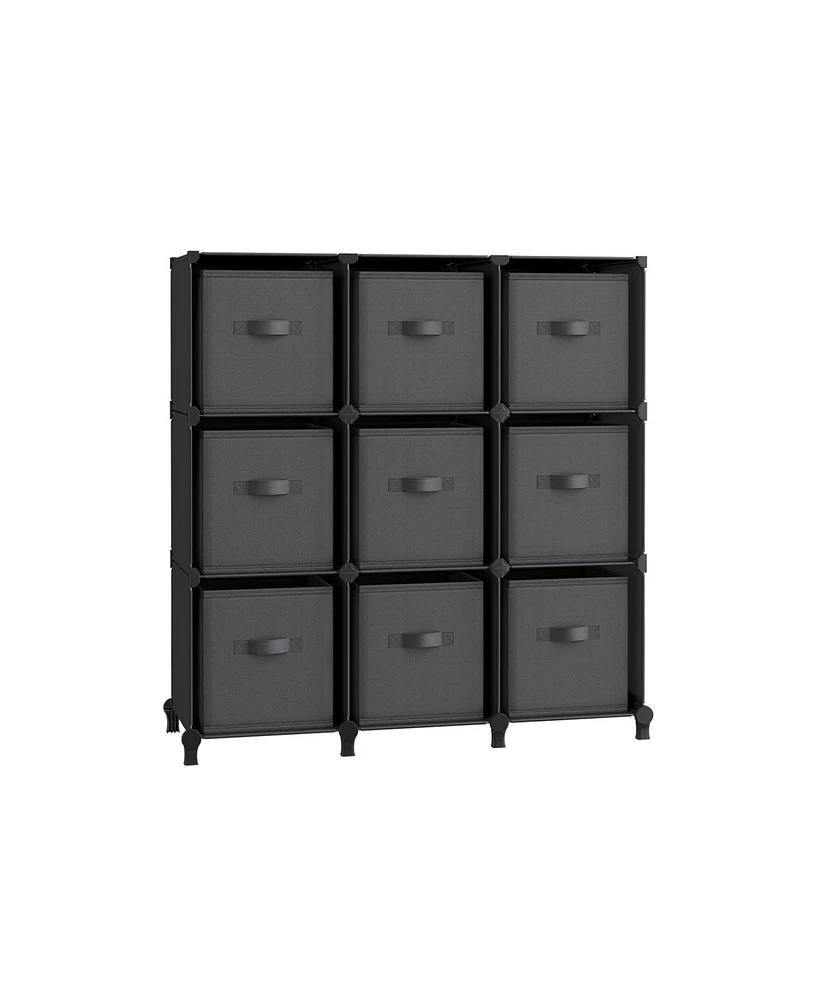 Slickblue Cube Storage Organizer with Storage Boxes, Customizable Shape, Bedroom, Living Room-9 Cubes