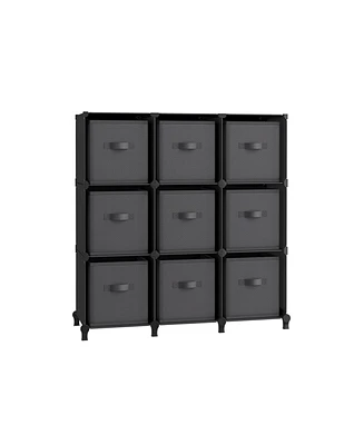 Slickblue Cube Storage Organizer with Boxes, Customizable Shape, Bedroom, Living Room-9 Cubes