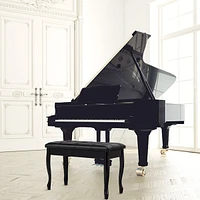 Sugift Solid Wood Pu Leather Piano Bench with Storage