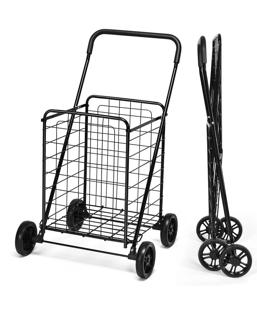 Sugift Portable Folding Shopping Cart Utility for Grocery Laundry