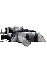 Bebejan Geo Fusion Bedding 200 Thread Count 100% Cotton Sateen 5 Piece Reversible Queen Comforter Set