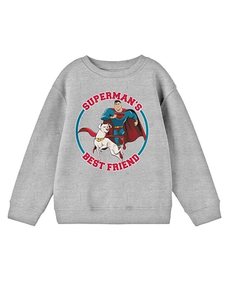 Dc Comics Boys League of Super Pets Superman's Best Friend Youth Athletic Gray Sweatshirt