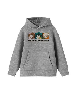 My Hero Academia Main Character Grid Youth Athletic Gray Graphic Hoodie