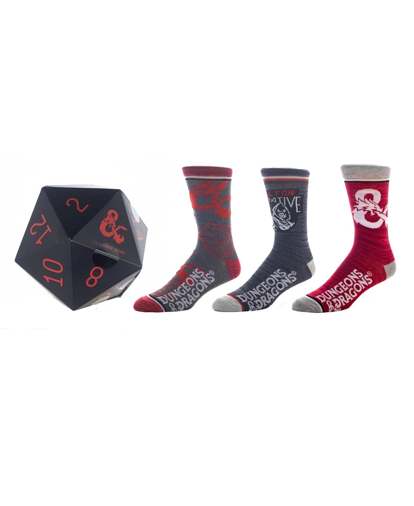 Dungeons & Dragons Men's Dungeons and Dragons 3-Pack Crew Socks With D&D Dice Packaging for Men