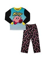 Kirby Boys Youth Sleepwear Set: Long-Sleeve Tee Shirt, Sleep Shorts, and Pants