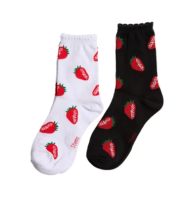 Stems Women's Two Pack of Strawberry Crew Socks