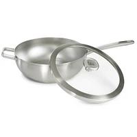 BergHOFF Graphite Recycled 18/10 Stainless Steel Wok Pan 11", 5.2qt. With Glass Lid
