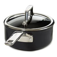 BergHOFF Essentials 5Pc Non-stick Hard Anodized Cookware Set For Two With Glass lid, Black