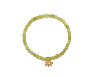 Satya Jewelry Abundant Fortune Lotus Olive Jade Gemstone Bracelet