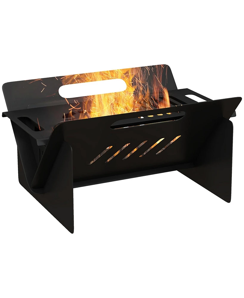 Outsunny 3-in1 Fire Pit, Stove, Coffee Table w/ Carrying Bag, Easy Assembly