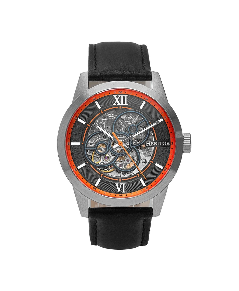 Heritor Automatic Jonas Leather-Band Skeleton Men's Watch