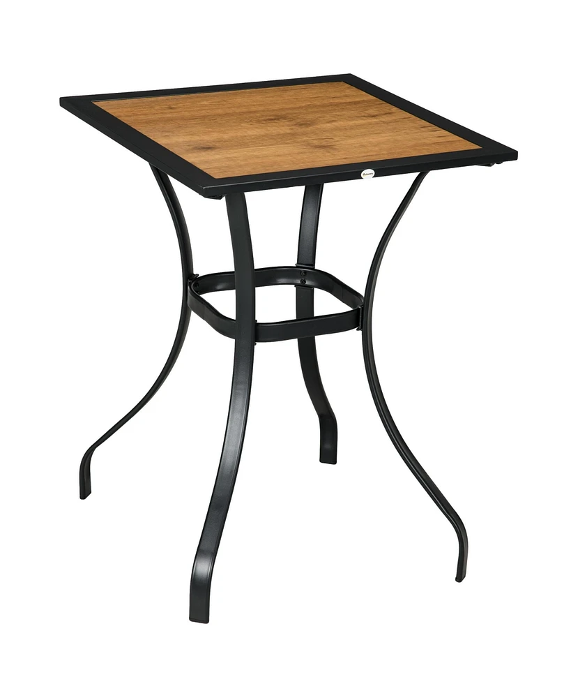 Outsunny 28" Outdoor Table, Faux Wood Garden Table, Brown