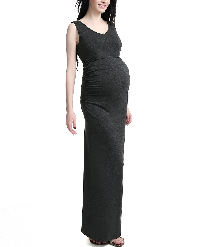 kimi + kai Maternity V-Necl Lace Back Maxi Dress