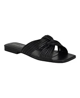 Calvin Klein Women's Mavin Square Toe Slip-On Flat Sandals