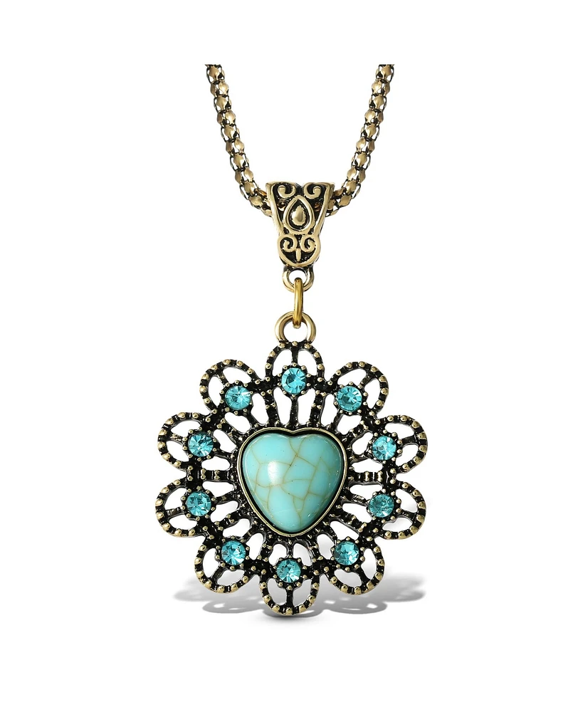 Jessica Simpson Women's Turquoise Stone Ornate Necklace