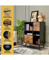 Sugift Industrial Buffet Sideboard Kitchen Cupboard with Cubbies Drawers