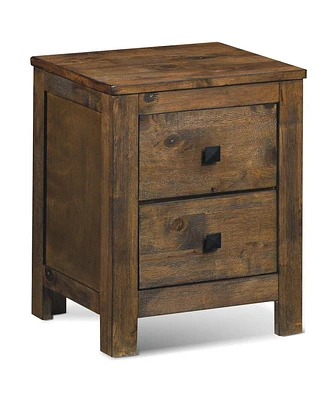 Sugift Wood 2 Storage Sliding Drawers End Nightstand