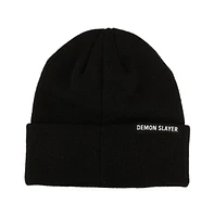 Demon Slayer Men's Character Embroidered Plain Black Cuffed Knitted Winter beanie Hat