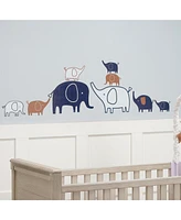 Lambs & Ivy Playful Elephant Blue/White/Caramel Nursery Wall Decals/Stickers