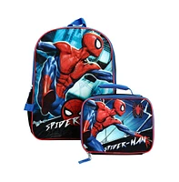 Marvel Spiderman superhero Kids Backpack and Lunch box Set for boys