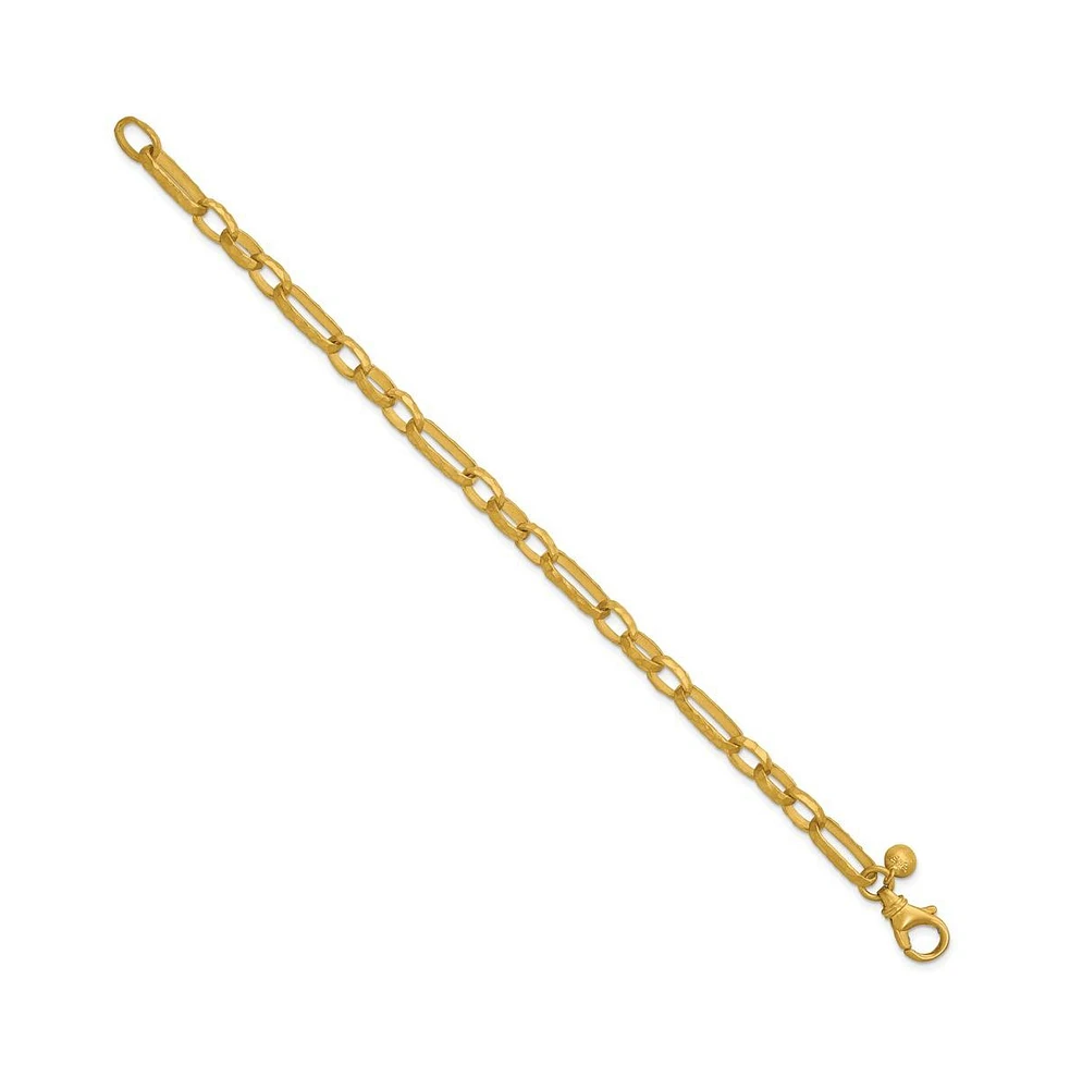 Diamond2Deal 18k Yellow Gold Hammered Solid Fancy Link Chain Bracelet
