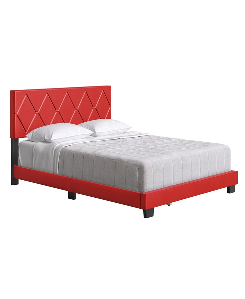 Boyd Sleep Charlat Upholstered Faux Leather Platform Bed, Queen, Red