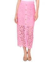 CeCe Women's Lace Button-Detail Midi Skirt