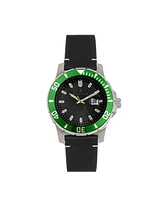 Nautis Men Dive Pro 200 Leather-Band Watch w/Date - Green