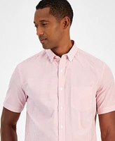 Club Room Men's Classic Striped Short Sleeve Button-Down Oxford Shirt, Created for Macy's