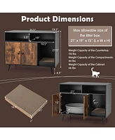 Sugift Cat Litter Box Enclosure with Storage Compartments and Pet Scratcher