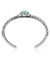 American West Jewelry Southwestern Green Variscite Sterling Silver Double Row Cuff Bracelet, Small - Large