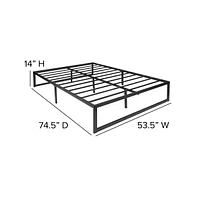 Merrick Lane Varallo 14 Inch Steel Bed Frame With Steel Slat Support For Any Mattress (No Box Spring Required