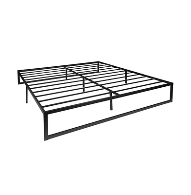 Merrick Lane Varallo 14 Inch Steel Bed Frame With Steel Slat Support For Any Mattress (No Box Spring Required