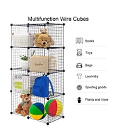 Sugift Diy 8 Cube Grid Wire Cube Shelves