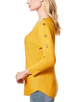 Melissa Paige Women's Dolman-Sleeve Buttoned-Sleeve Sweater