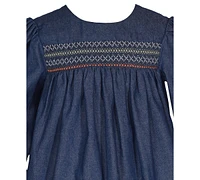 Bonnie Baby Girls Embroidered Denim Woven Dress