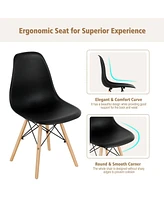 4 Pieces Modern Armless Dining Chair Set with Wood Legs