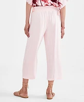 Jm Collection Women's Smocked-Waist Cropped Pants, Created for Macy's