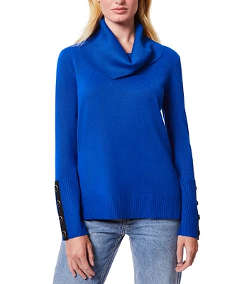 Melissa Paige Women's Contrast-Cuff Cowlneck Sweater