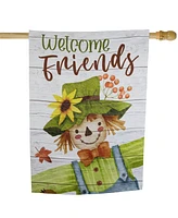 Northlight Scarecrow "Welcome Friends" Fall Harvest Outdoor House Flag - 40" x 28"