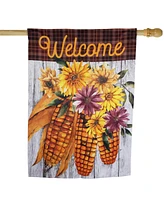 Northlight Indian Corn "Welcome" Fall Harvest Outdoor House Flag - 40" x 28"