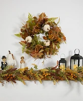 Northlight Pumpkins and Leaves Artificial Fall Harvest Wreath - 26" - Unlit