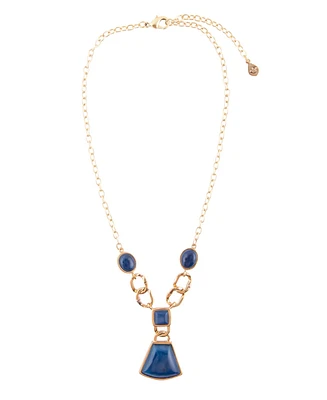 Barse Athena Genuine Blue Agate Abstract Statement Necklace