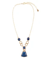 Barse Athena Genuine Blue Agate Abstract Statement Necklace