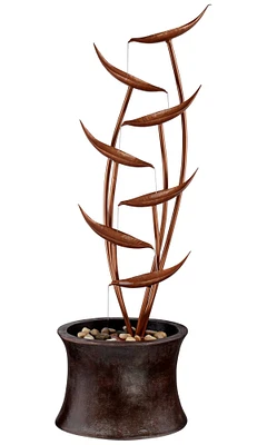 John Timberland Tiered Copper Leaves Modern Outdoor Floor Fountain and Waterfalls 41" High Cascading Decor for Garden Patio Backyard Deck Home Lawn Po