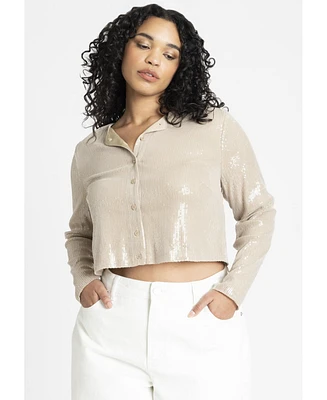 Eloquii Plus Sequin Cropped Cardigan