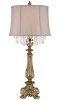 Barnes and Ivy Dubois Traditional French Country Console Table Lamp 37.25" Tall Antique Gold Crystal Chandelier Drum Shade Decor for Living Room Bedro