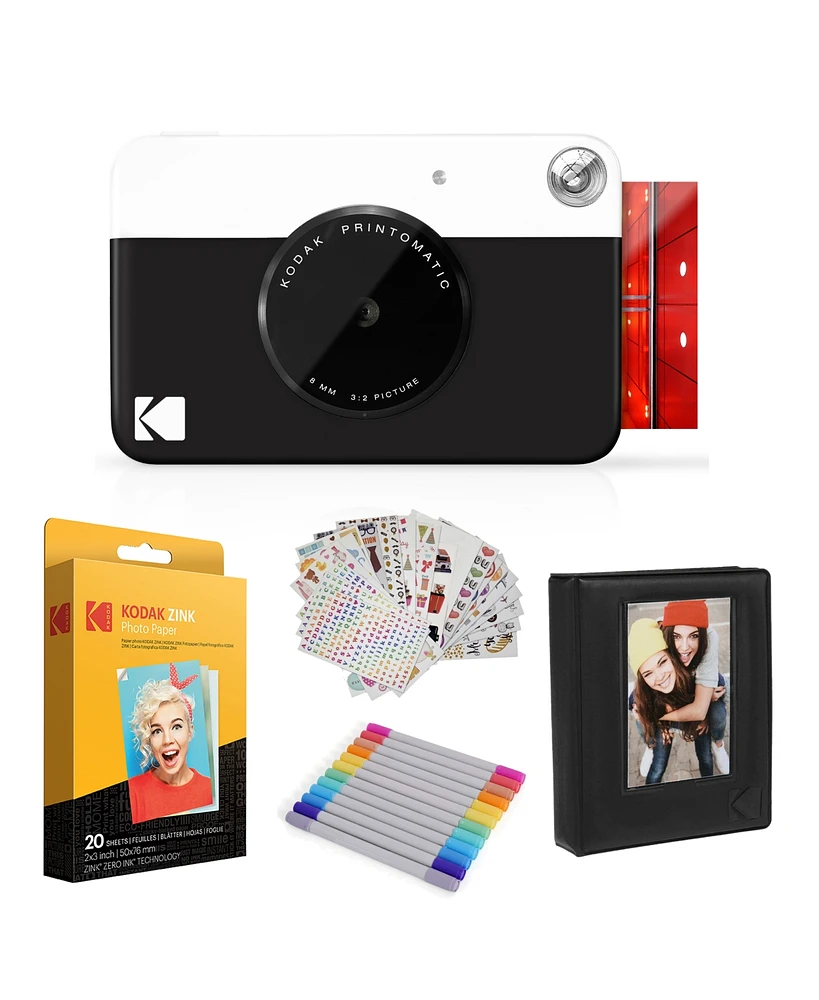 Kodak Printomatic Instant Print Camera Gift Bundle w/Zink Photo Paper & More