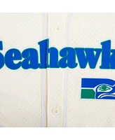 Pro Standard Men's Cream Seattle Seahawks Retro Classic Mesh Button-Up Shirt