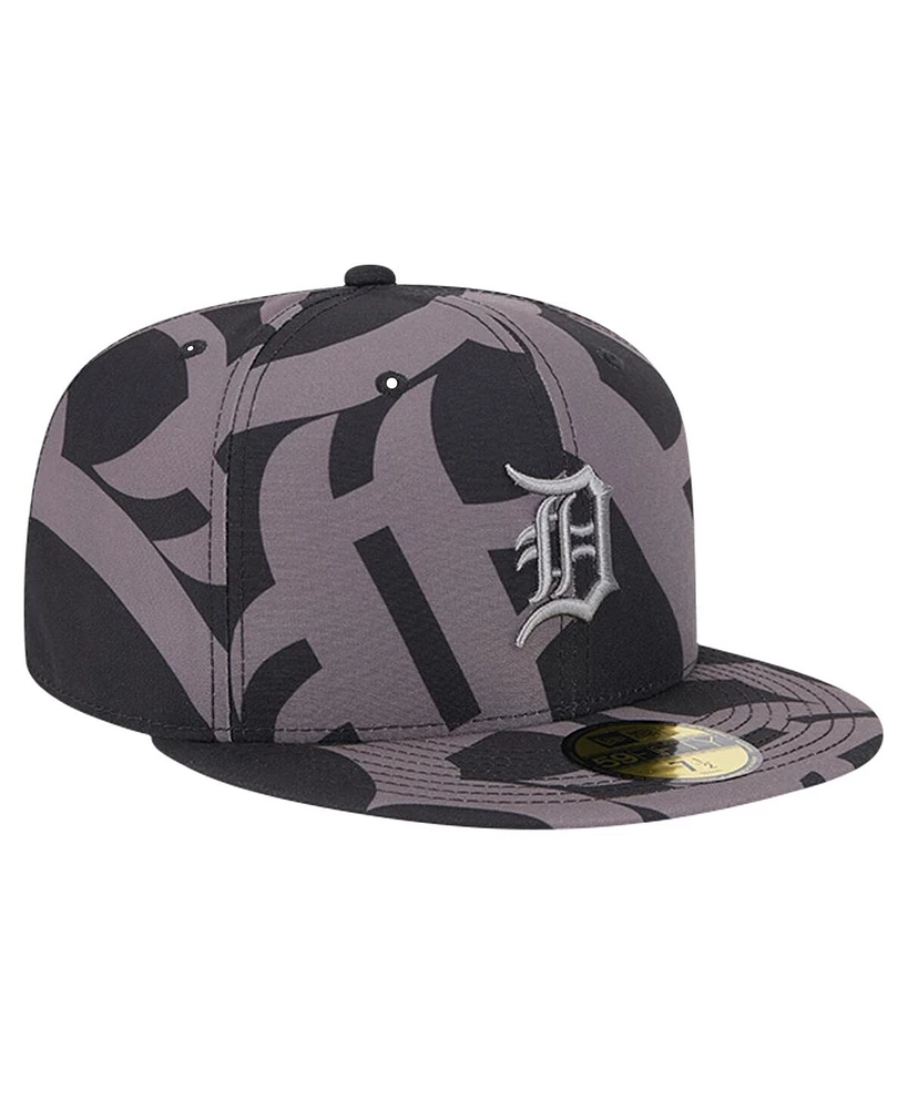 New Era Men's Black Detroit Tigers Logo Fracture 59FIFTY Fitted Hat